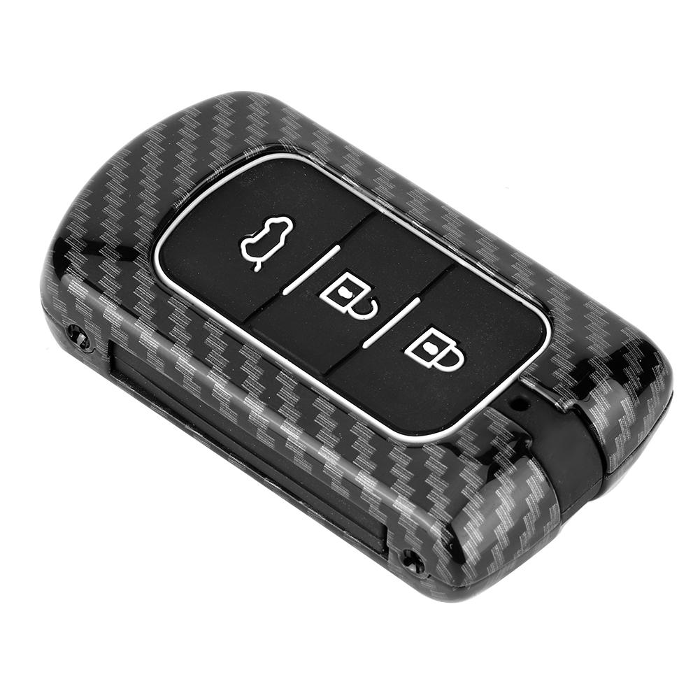 3 Button Carbon Fiber Texture Black Key Fob Case Cover Fit for Mitsubishi Outlander