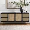 Yellow Rattan Weave Wall Panels Self-Adhesive Peel & Stick Removable Decals for Living Room Bedroom Study