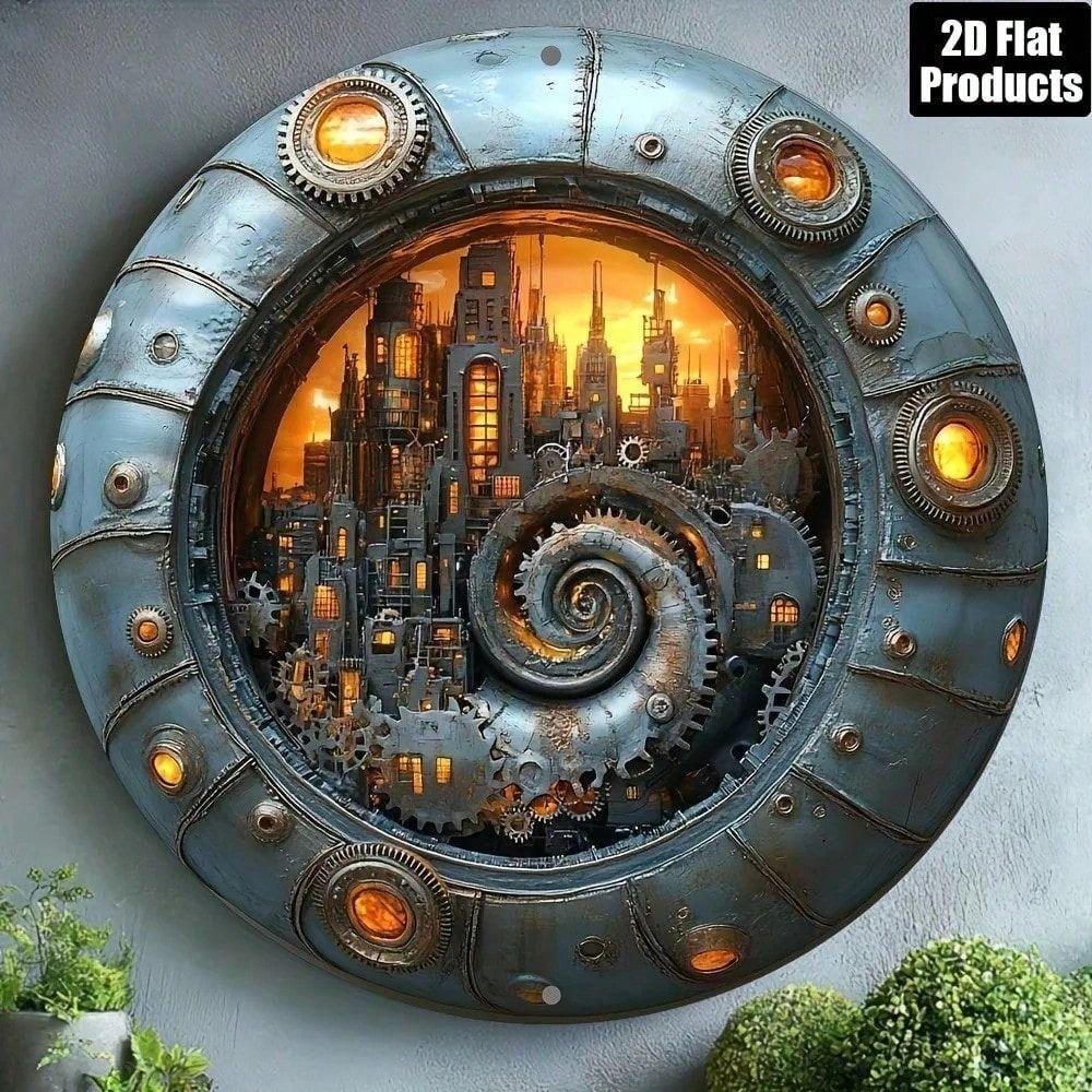 

Metal Wall Art Snail Shell Round Aluminum Sign 8x8 inch Home Bar Cafe Office Decor