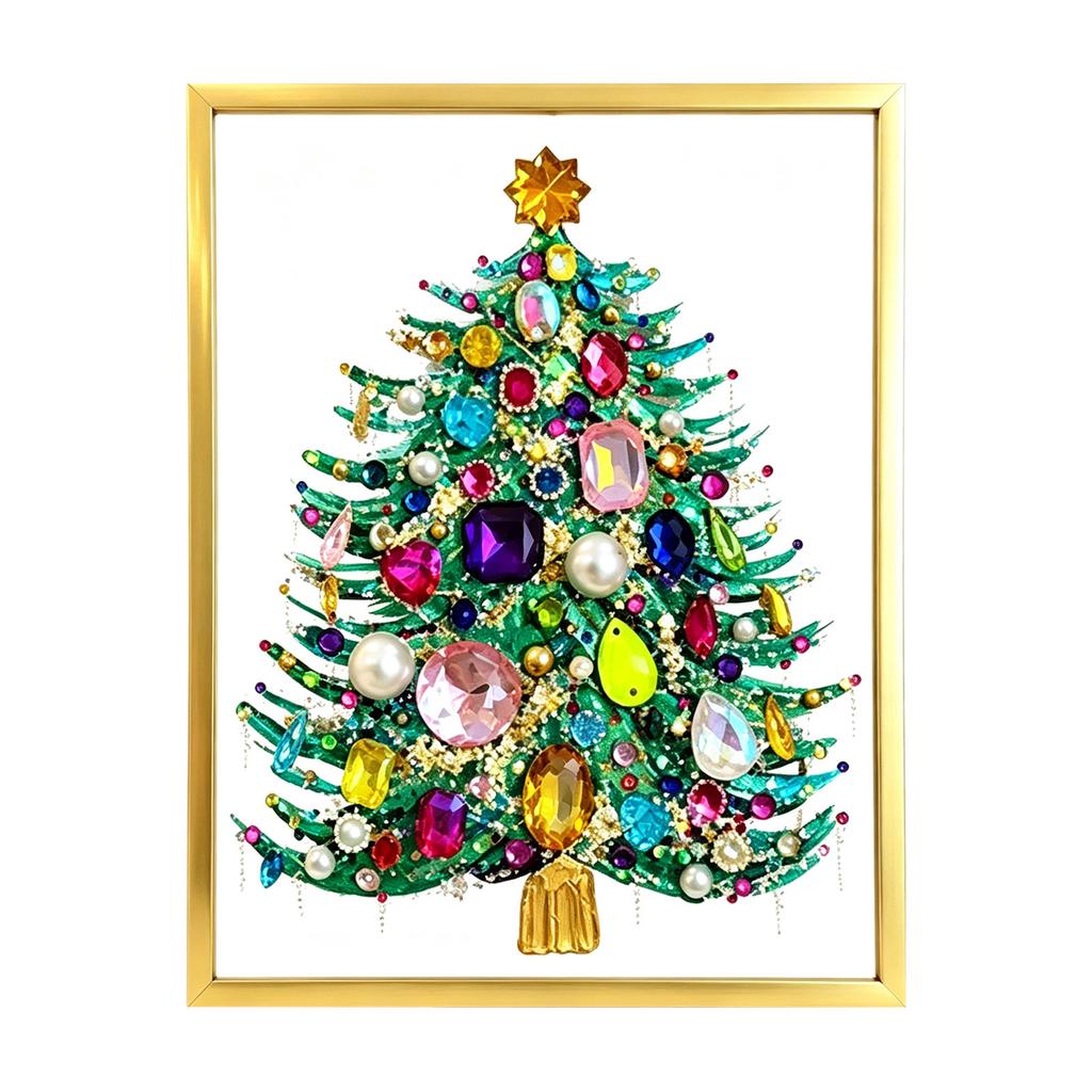 Christmas Tree Jewelry Framed Kit with Supplies for DIY Holiday Decor