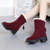 Fashion Elegant With Low Heels Mid Calf Half High Plus Warm Snow Boots for Women Fashion No Slipery New Rock on Slip Chic Pu Woman Shoes