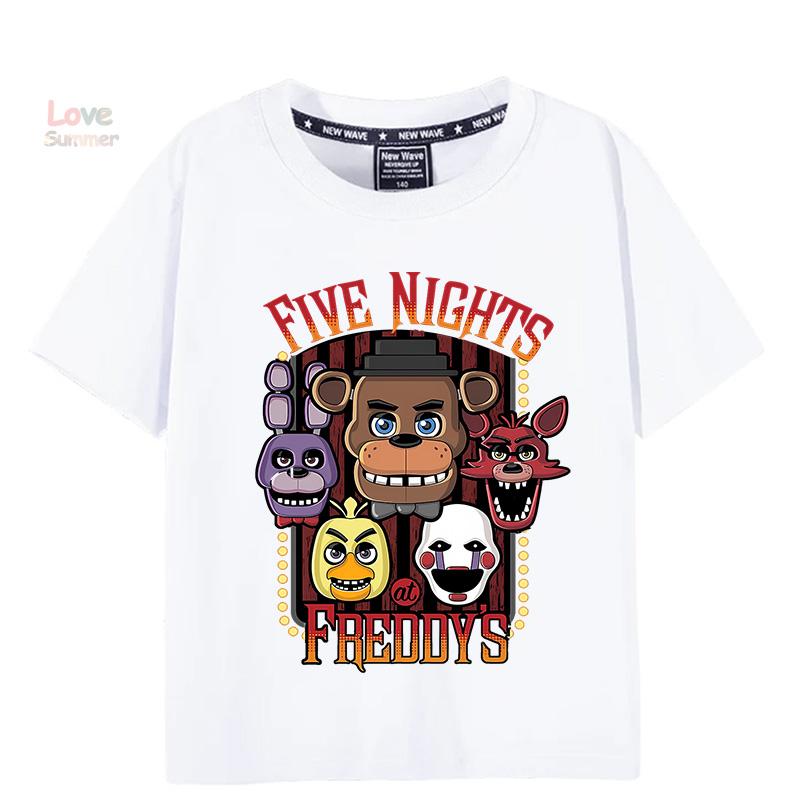 T-Shirt 4 To 14 Years FNAF At Freddys T Shirts for Children Humor T-Shirt Crewneck Tees Boys Girls Short Sleeve Tops