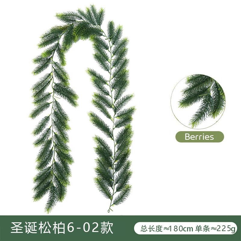 Ratan de ace de pin de Crăciun simulat Decor verde Ratan de ace de pin artificiale Decorațiune Om Ratan de Crăciun simulat