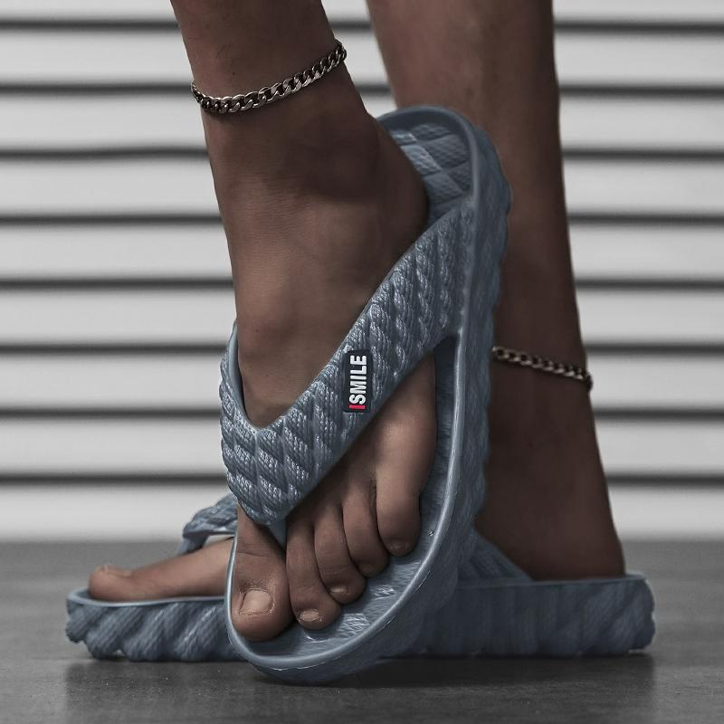 36-45 Velké jednobarevné módní žabky s měkkým dnem pro pánské pantofle, domácí, ležérní