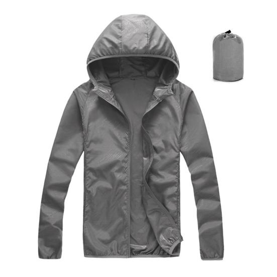 

Unisex Sunscreen Jacket Hooded Long Sleeve Zipper Placket Sun Protection Clothing 3XL сірий