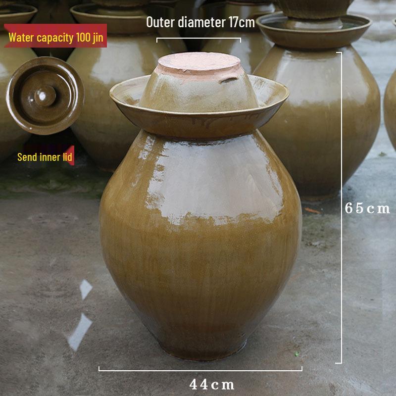 Large Earthenware Sichuan Pickled Vegetable Jar - Traditional Ceramic Sauerkraut Pot for Home Use