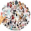 50 Pictures of Girls and Cats Doodle Stickers Personalized Decorative Guitar Notebook Suitcase DIY Waterproof