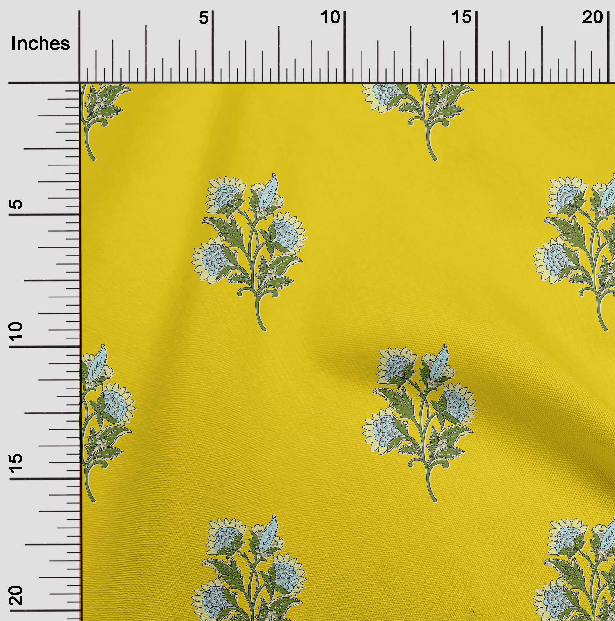 

oneOone Cotton Flex Блідо-жовта тканина Листя та квіти Квіткова швейна тканина у дворі Принт для шиття одягу своїми руками 40 дюймів 42 Inch Wide - Viscose Chiffon жовтий