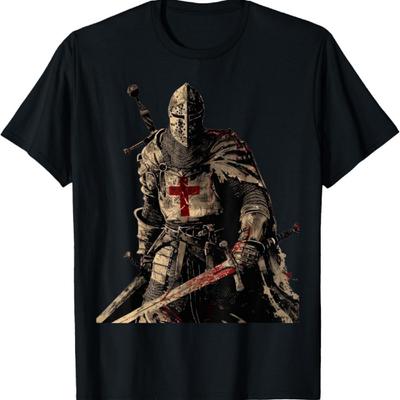 Ritter Christlicher Templer Krieger Gottes Kreuzritter Geschenk T-Shirt, Klein, Schwarz
