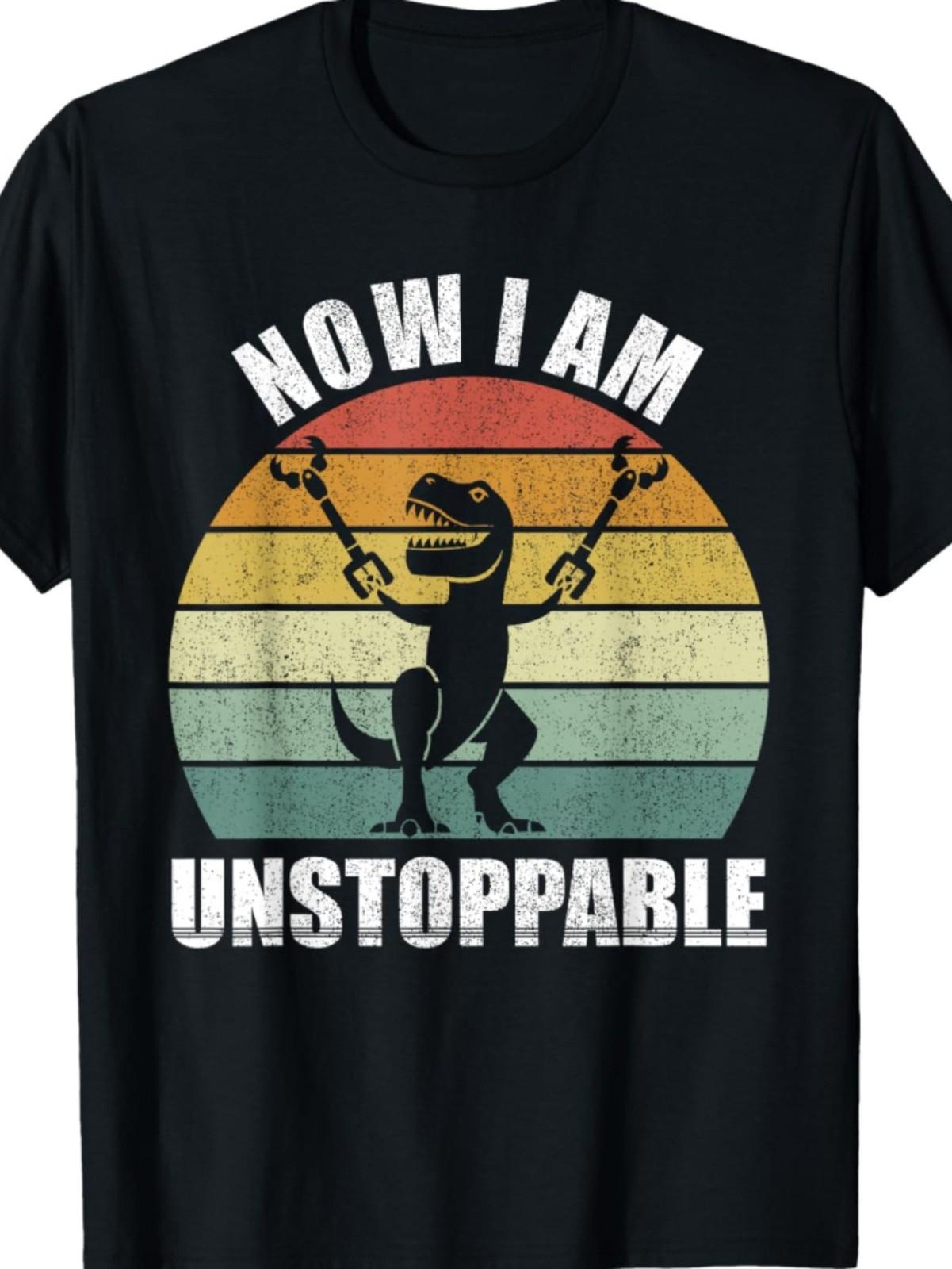Unstoppable Funny T-Rex Retro Graphic T-Shirt - 100% Cotton Relaxed Fit Sho S разноцветный