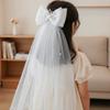 Bow Girls Head Gauze White Bridal Tulle Fashion Veil Hair Clip  Hairpins