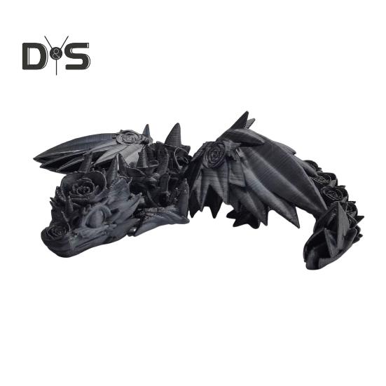 

3D Printed Rose Dragon 8.46 Articulated Fidget Dragon Toy with Flexible Joints Desk Decor Winged Rose Dragon for Home Office School серебряный серый