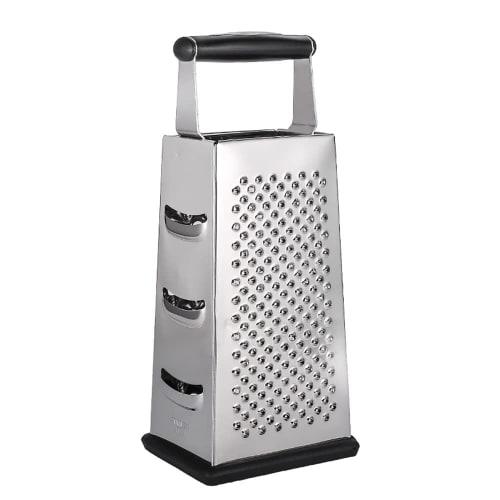 4-Sided Grater, Potato, Fruit, Vegetable, Cheese Shredder and Slicer, Kitchen Multifunctional Vegetable Cutter with Handle and Non-Slip Rubber Bottom,
