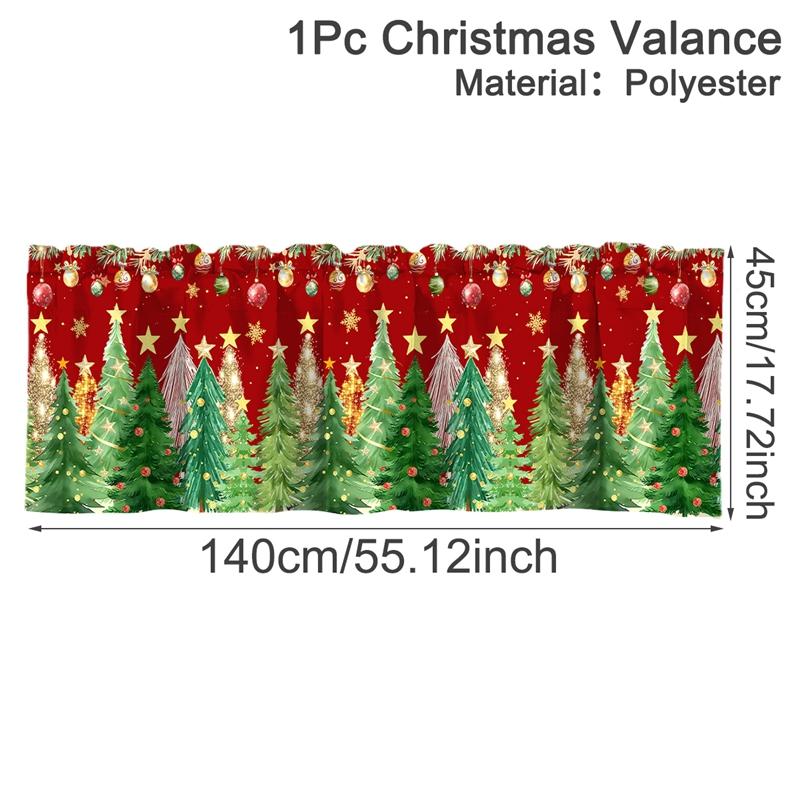

Christmas Curtain Valance Xmas Rod Pocket Window Treatment for Living Room Kitchen Bedroom Christmas Decorations For Home 2026