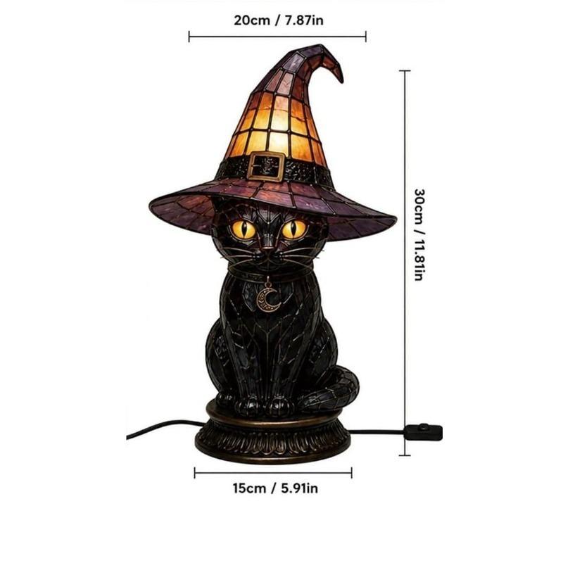 Hexenhut Tischlampe Halloween-Thema Tischlampe Hut LED Nachtlicht Handgefertigt Buntglas Acryl Tischlampe für Innen Schlafzimmer