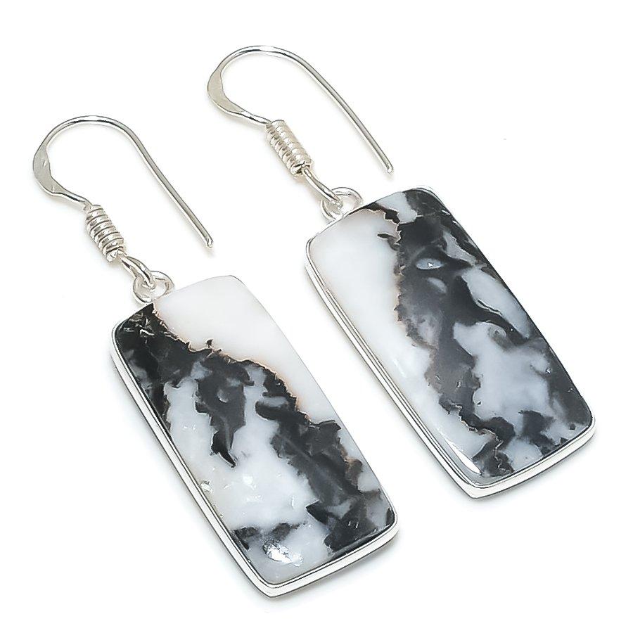 

Natural Zebra Jasper Gemstone 925 Sterling Silver Jewelry Earring 1.77 I1R08