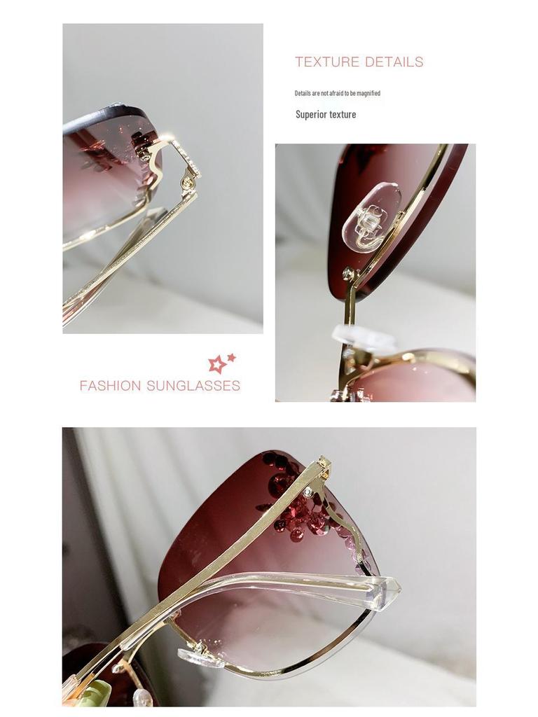 New Women's Cross-Border Fashion Rhinestone Sunglasses - Trendy UV Protection Korean Style