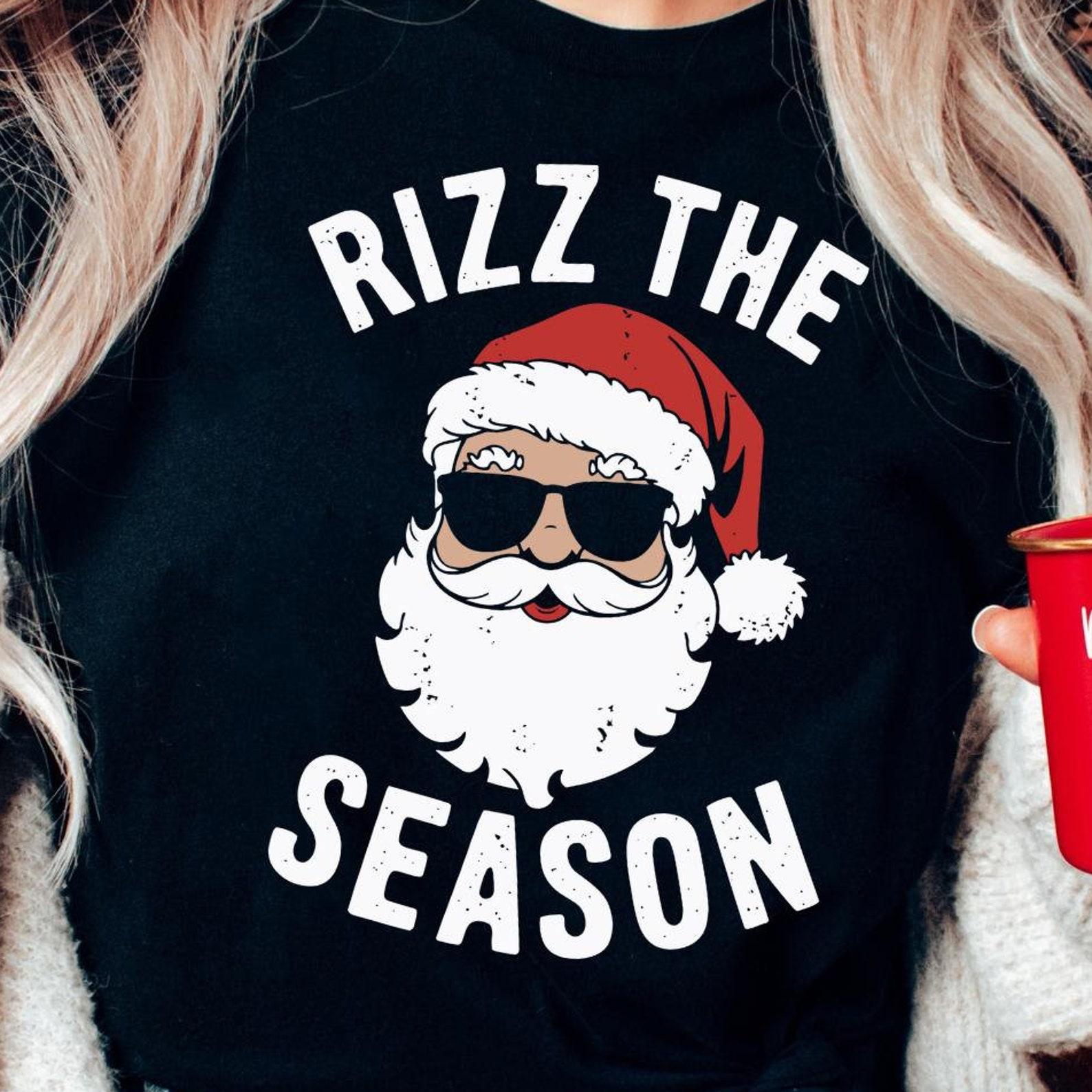 Funny Christmas Shirt - Rizz the Season Hip Santa Holiday Tee, Festive Humor, Christmas Party Shirt for Adults, Unique Holiday Gift L
