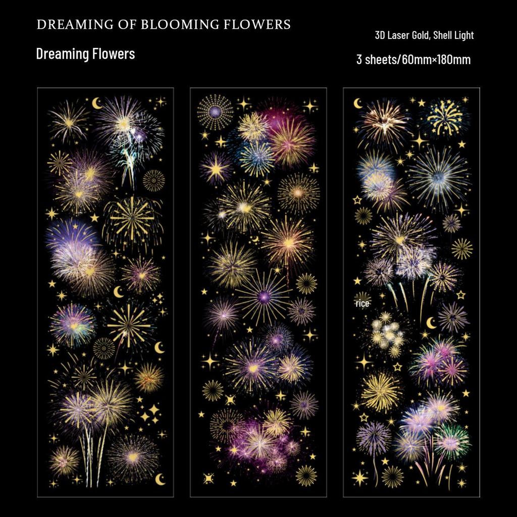 Dazzling Day Series: Fireworks Theme PET Stickers for Journaling and Decoration