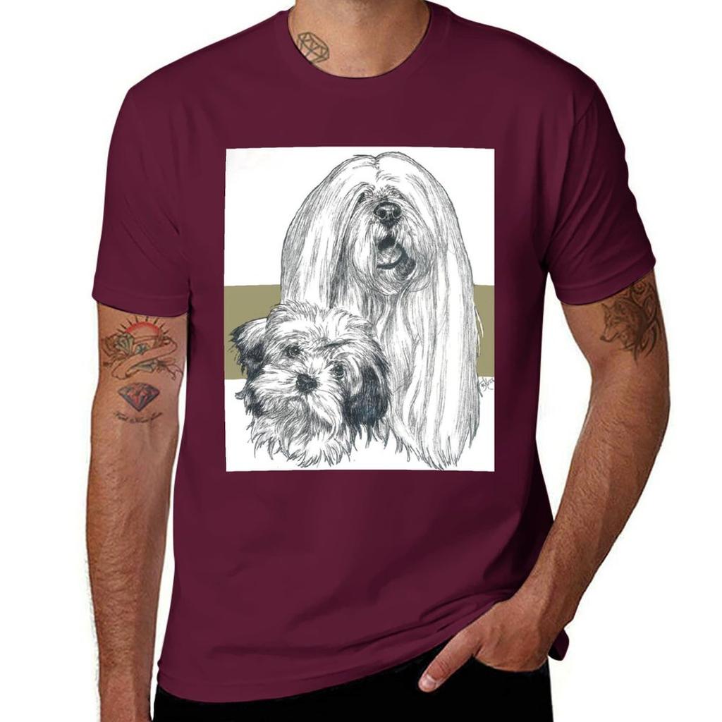 Lhasa Apso Father  Son TShirt Cotton Man Tshirts Anime T Shirts Luxury Man Plain T Shirts Men