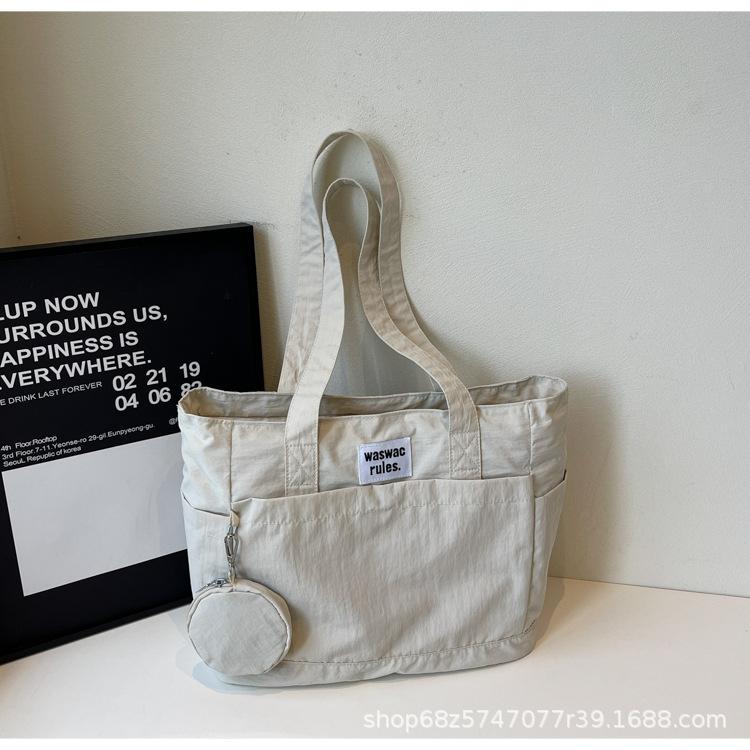 2025 solid color personalized large-capacity casual tote bag shoulder bag underarm bag handbag women's bag commuter canvas bag