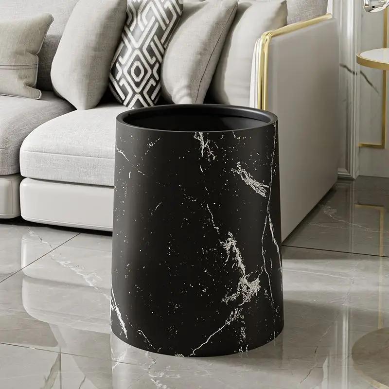 Pattumiera con Texture Marmo Nordico, Tipo Coperchio a Rotolamento, per Camera da Letto, Toilette, Pattumiera Antiodore, Accessori Bagno