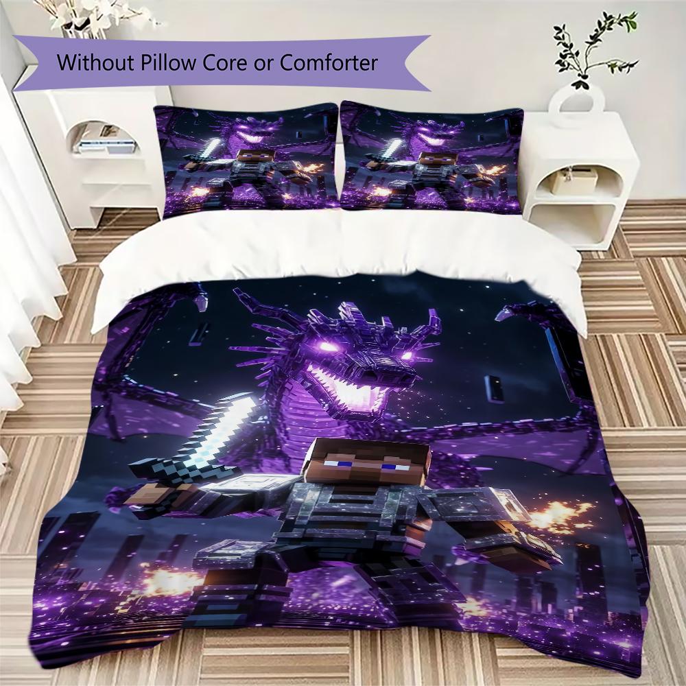 Steve Alex'S Epic Minecraft Adventure Bedding Without Core 1 Duvet Cover 2 Pillowcase Without Core Christmas Birthday Gift