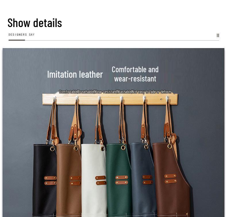 Winter 2025 Oil-Proof PU Leather Catering Apron with Logo Print - Waterproof & Work-Ready