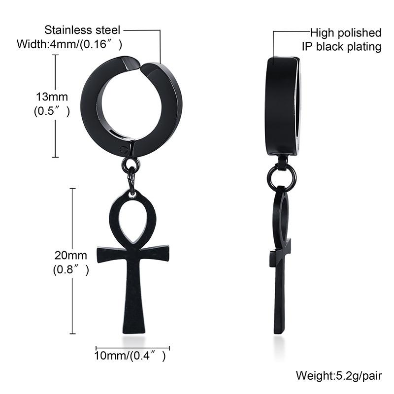 Orecchini a Cerchio Huggies con Croce Ankh per Uomo Donna, Orecchino Piercing Impermeabile in Acciaio Inossidabile, Gioiello Regalo con Croce Egizia