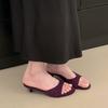 Fashion New In Footwear Round Toe Ladies Low Heel Slides Slippers Female Sandals Shoes Fashion Flock Women Heeled Slippers Shoes Pumps