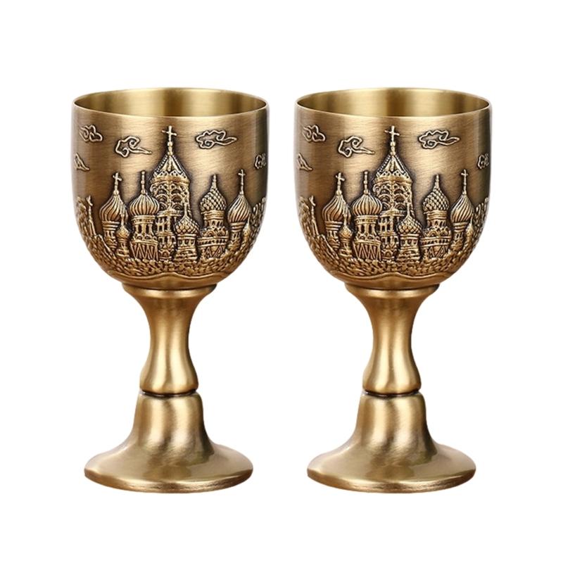 Antique 25ml Small Shot Glass With Carve Castles Pattern Designs Goblet Chalice Cup For Family Parties And Gift Givings