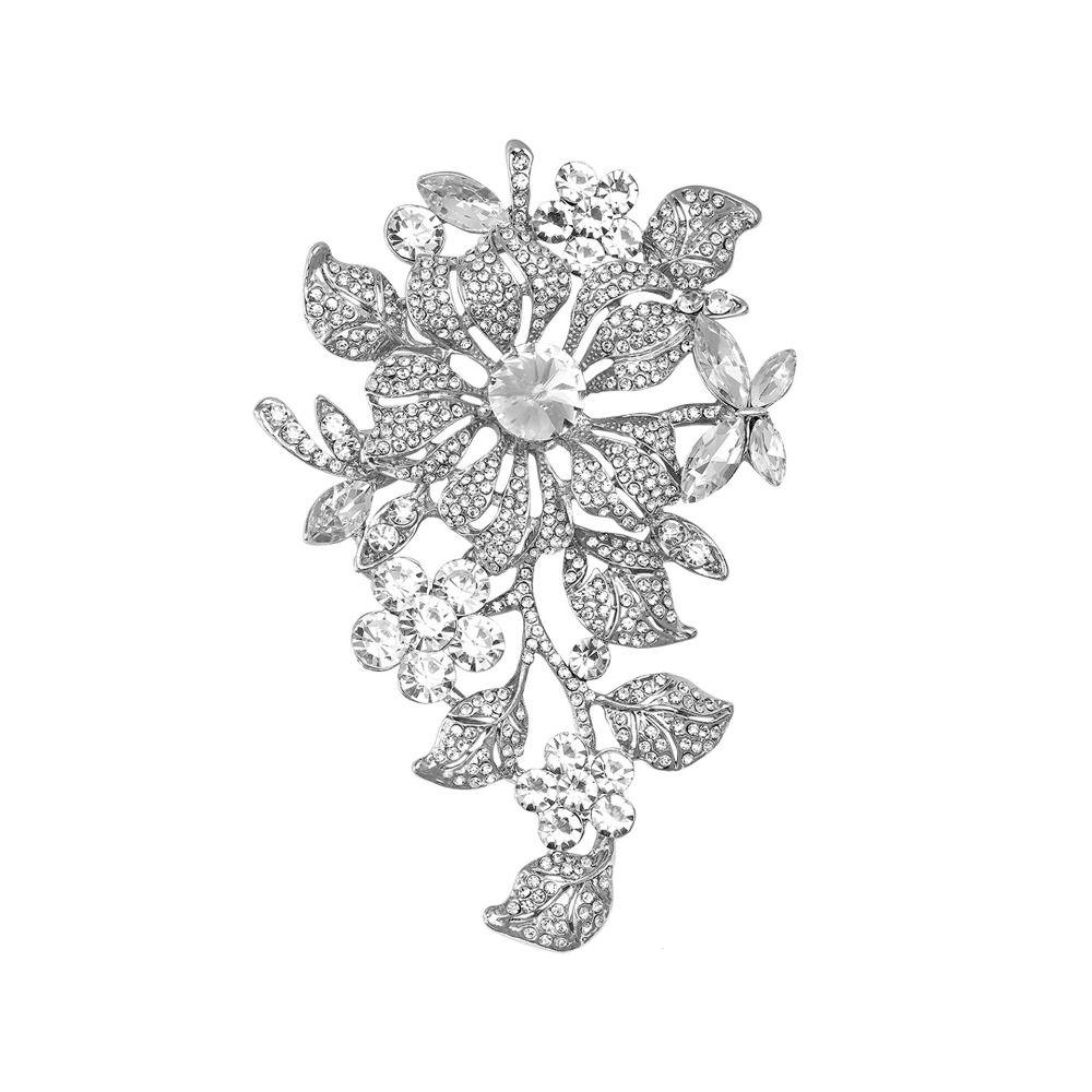 Vintage Luxus Anstecknadel Corsage Schmuckstück Metall Strass Brosche Exquisite Kristall Blume Brosche Anzug
