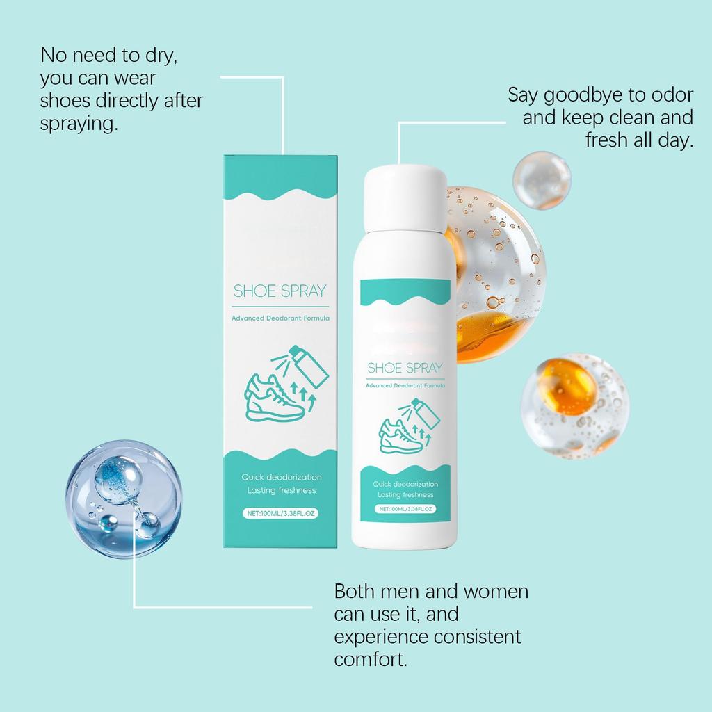 Schuhe und Socken Deodorant Schuhschrank Deodorant Fußgeruch Schuhe Deodorant, 100ml,