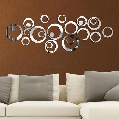 Adesivi da parete a specchio 3D a cerchio fai da te per la decorazione della casa