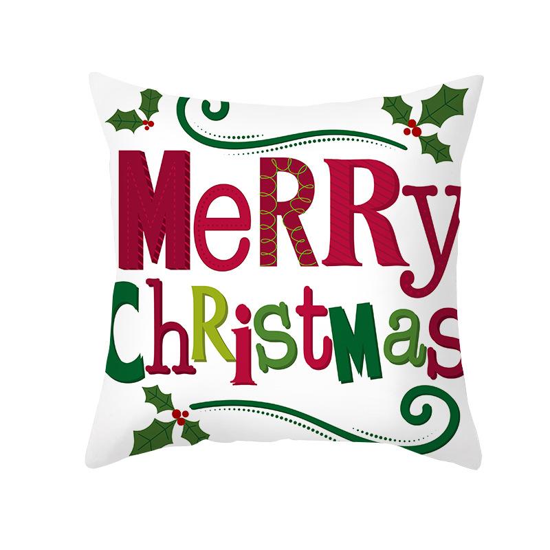 Home Products Christmas Cushion Cover Cartoon Letter Print Peach Skin Cushion Cover