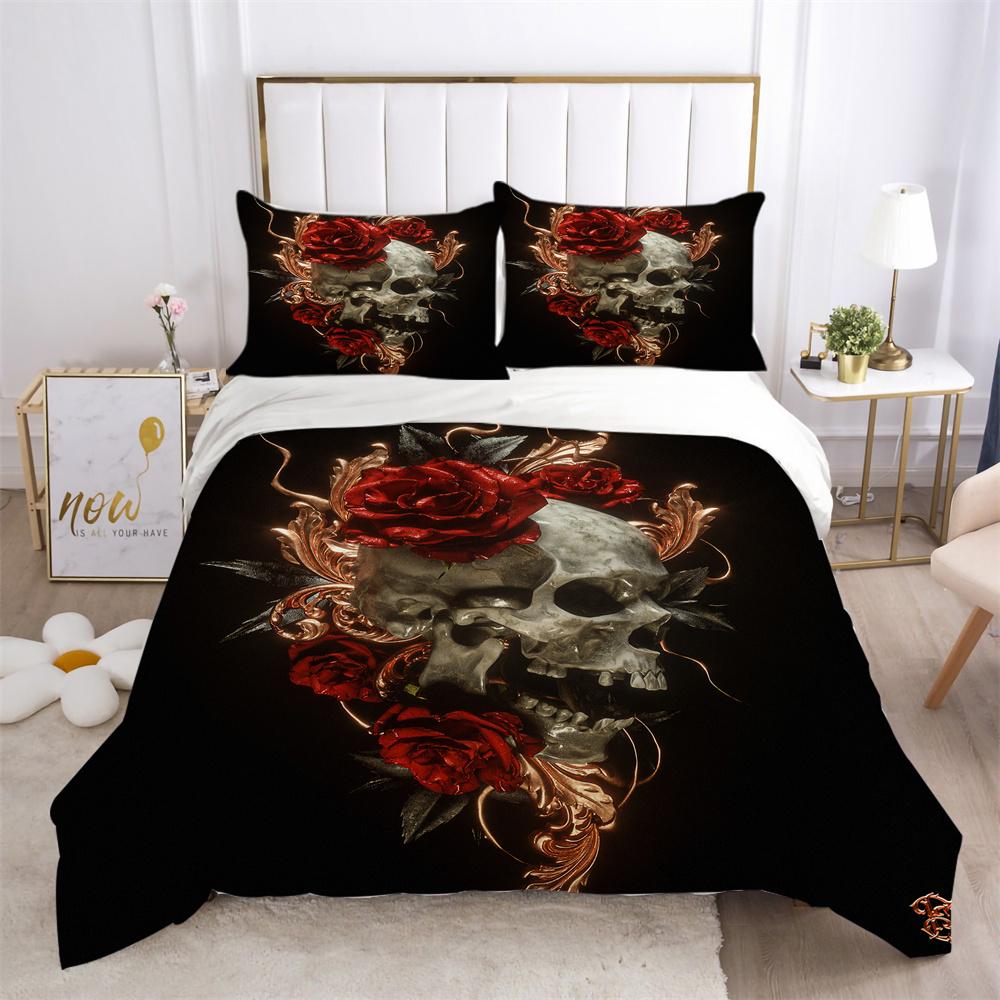 Narzuty na łóżka z nadrukiem czaszki 3D, rozmiar pojedynczy, poliester, projekt pościeli, miękkie, wysokiej jakości tekstylia domowe