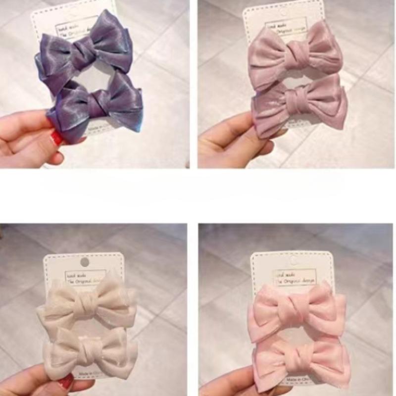2Pcs New Cute Princess Pearlescent Bow Girl Hairpins Children Headwear Hair Clips Hairgrips Barrettes Hair Accessories