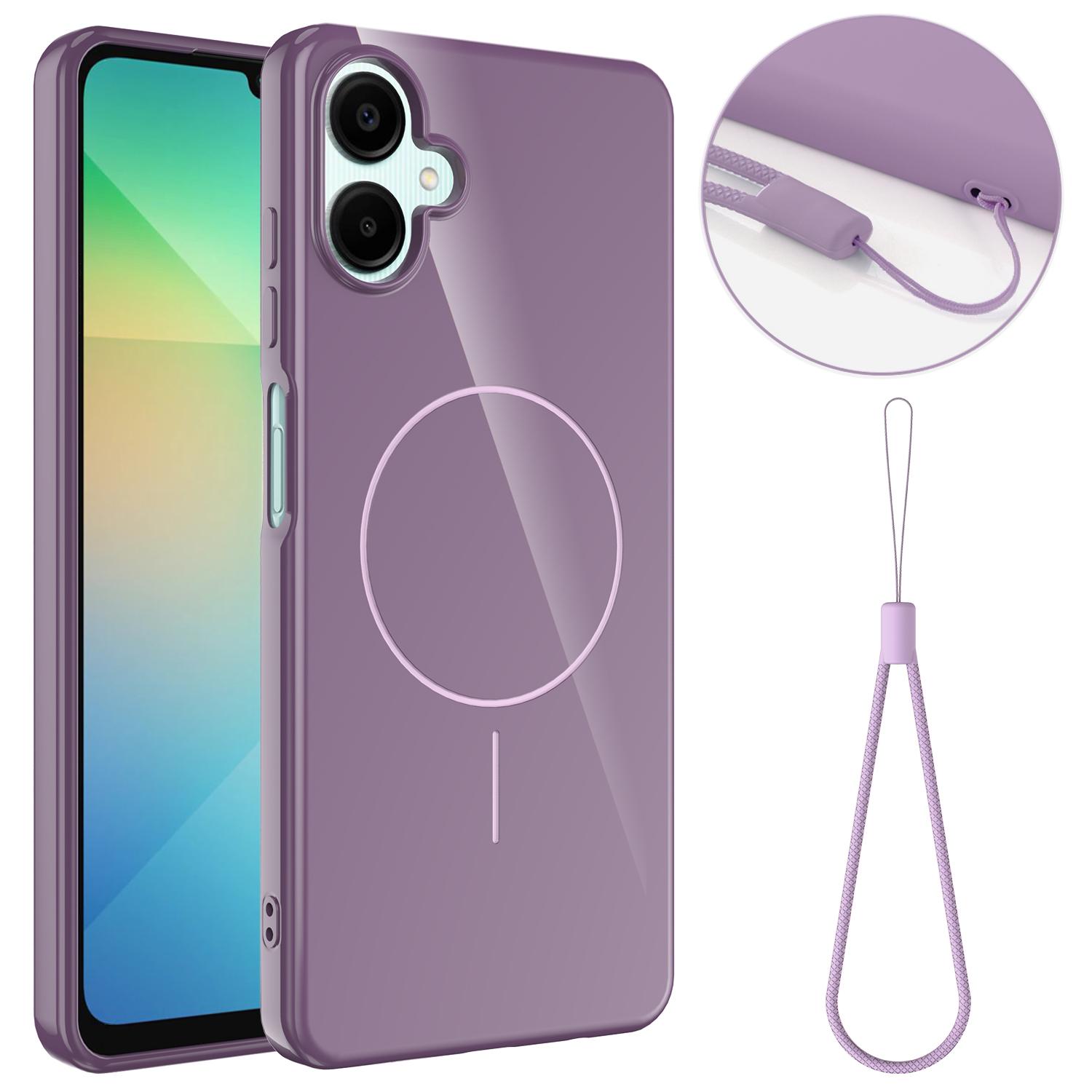 

Для Samsung Galaxy F06 5G/Galaxy M06 5G/Galaxy A06 5G Магнитный чехол Совместимый с MagSafe ТПУ Задняя крышка телефона со шнурком Purple