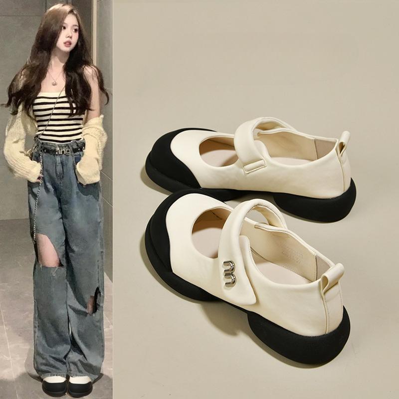 Mary Jane shoes women's 2025 new spring and summer sandals platform-soled small leather shoes Velcro not tired feet women's shoes soft-soled single s
