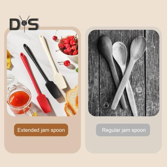 Silicone Jar Spatula for Scraping Spreading Long Handle Rubber Scraper for Jars Bottles Heat Resistant BPA Free Silicone Utensil for Home Kitchen