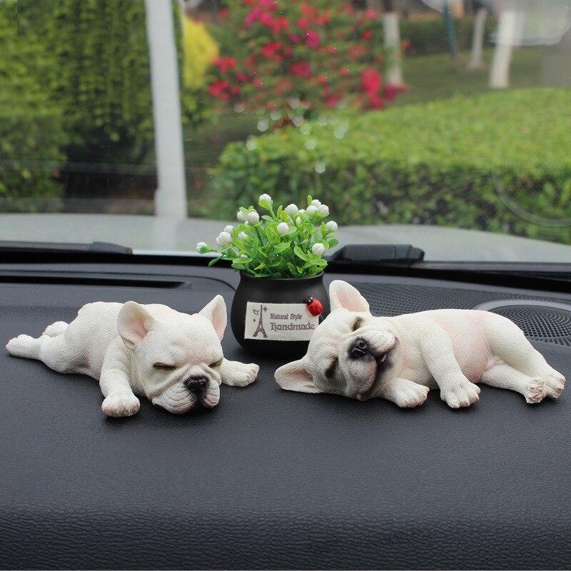 Cartoon Sleeping French Bulldog Car Decoration Cute Simulation Dog Car Decoration Gift Children's Toy Home Decoration
