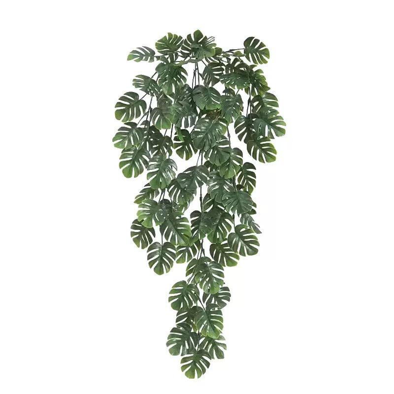 Artificial Rattan Wall Hanging with Turtle Leaf Vines and Flowers - Home Decoration Fake Plants