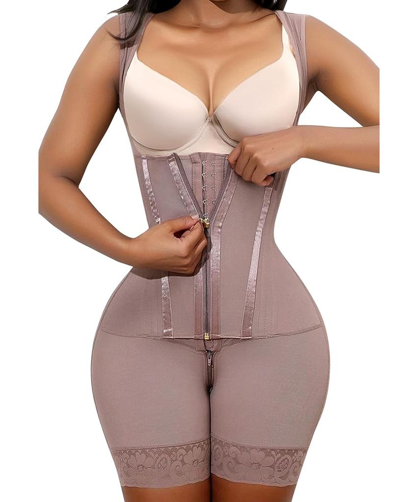 Fajas Colombianas Modellante Contenitivo per la Pancia da Donna Doppia Compressione Modellatore del Corpo Post-Parto con Zip e Ganci