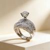 Elegant CopperColor Hip Hop Ring for Women Luxurious Inlaid White Zircon Stones Wedding Rings Set Bridal Engagement Jewelry