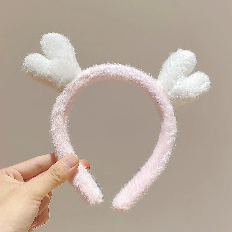 Plush antler face-washing headband women's facial mask wash makeup headband women's cute all-match out headwear