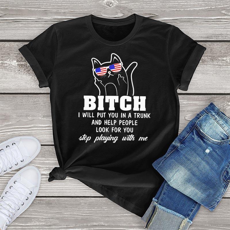 

100% Cotton Graphic T Shirts for Women Fahion Kawaii Clothes Unisex Harajuku I Will Put You In A Trunk Oversized Woman TShirts 3XL чорний