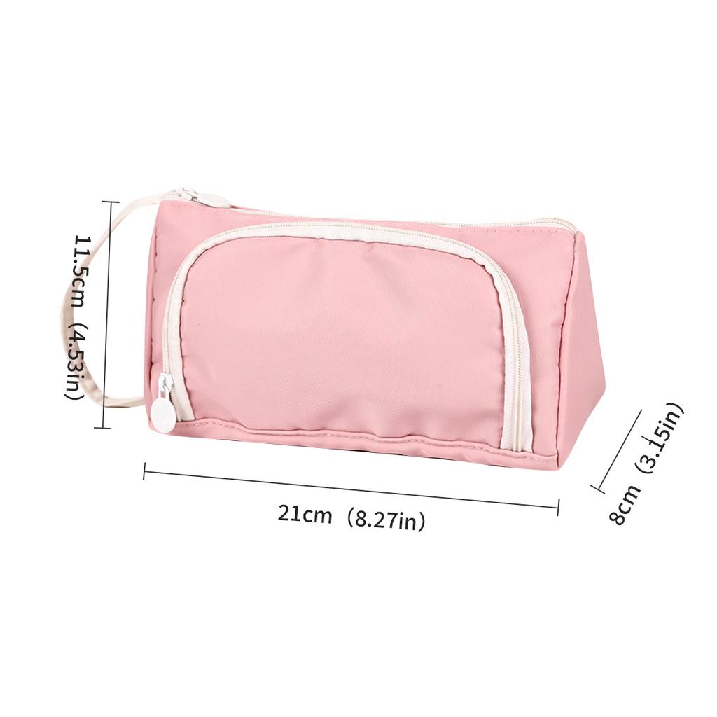 Kawaii Small Fresh Solid Color Pencil Bag Large Capacity Oblique Window Student Ins Style Multifunctional Storage Pencil Bag