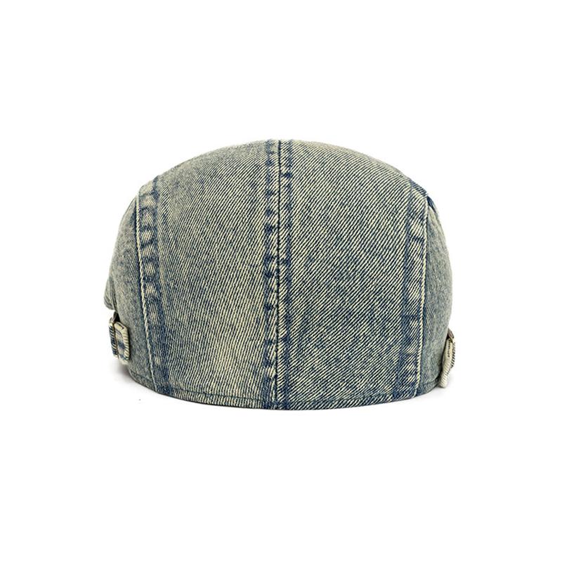 Vintage Denim Beret Women British Newspaper Boy Progressive Cap Solid Color Peaked Cap for Men