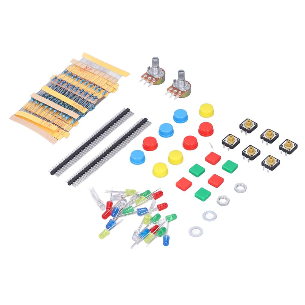 Electronics Components Kit Resistors LEDs Switch Potentiometer Compatible with for Raspberry Pi