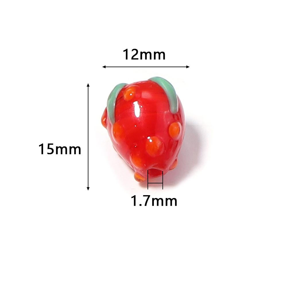 5pcs/lot Colored Strawberry Shaped Lampwork Beads Loose Spacer Glass Beads For DIY Charms Bracelet Earrings Jewelry Accessories
